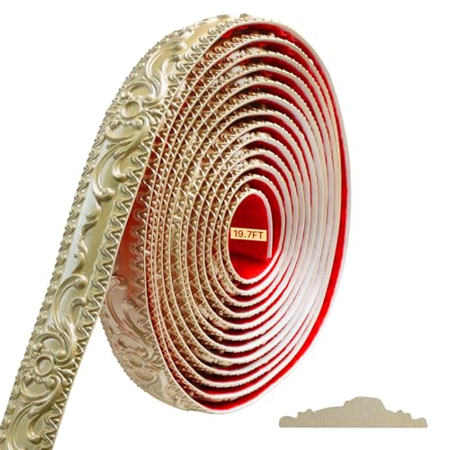 Storystore Molding Trim Wall Trim, 1.4 in x 19.7 FT Peel and Stick Wall Molding for Mirror Frames, Furniture, Ceiling Decor (Champagne Gold) - color: Champagne Gold