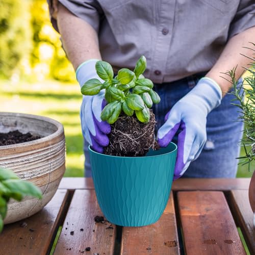 WSMKSZ 6 inch Plant Pots, 5 Pack Flower Pots with Drainage Holes and Saucers for Indoor Plants, Plastic Planters with Water Ripple for Small Garden House Plants, Nursery Pots for Succulent, Blue Green - color: Blue-green, size: 6inch 5pcs