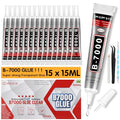 INSOIA B7000 Bedazzling Glue Tool Clear, 15 x 15ml Precision Tip - size: 15g*15pk*1 dual-end pen,1 wax pencil,1 tweezer