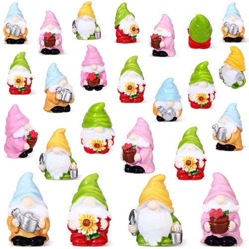 Wonderjune 40 Pcs Mini Gnomes Tiny Figures Miniature Gnomes Figurines Bulk