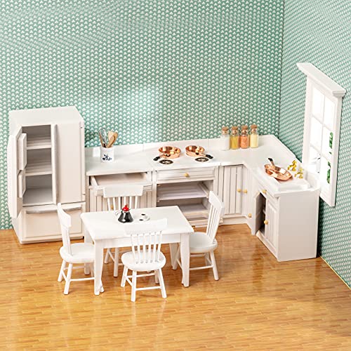 Wooden Dollhouse Furniture Set for Dollhouse Kitchen, 1 12 Scale - style: White Deluxe Kitchen Set