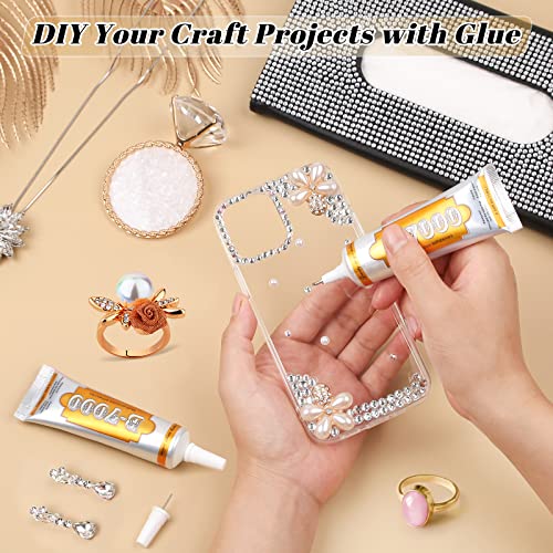 B7000 Glue Clear Adhesive, Jewelry Bead B-7000 Glue Semi Fluid Adhesive Glue High Viscosity with Precise Tips for Rhinestones Fabric, Glass, Jewelry Making, DIY Art Crafts, Leather, Toys (2x25ML) - color: 2 x25 ML/ 2.1fl oz