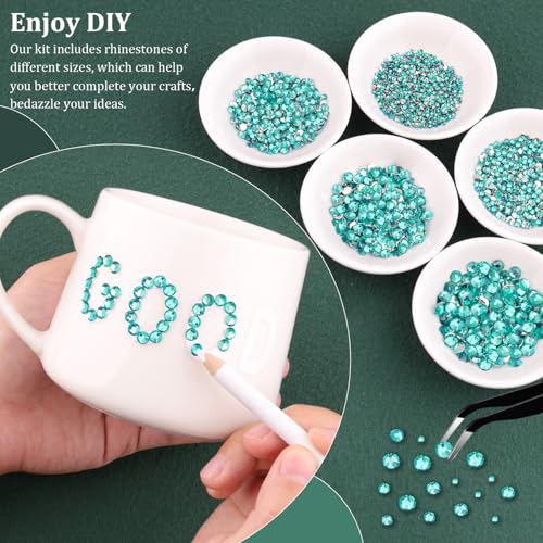 Resin Rhinestones for Crafting with B7000 Jewelry Glue, 1 Box Aquamarine Flatback Crystals with 3Pcs 10ml Glue for Bedazzling Crafts DIY Nail Art Makeup，Non Hotfix Gems for Clothing Shoes - color: Aquamarine, size: 1 Small Pack with Glue