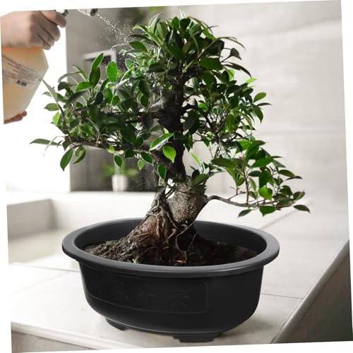 2Pcs Bonsai Training Pot 15 inch Plastic Flower Pot Bonsai Pot with Drainage Hole, Bonsai Planter Pot Plants Growing Pots for Nursery, Garden, Balcony, Black