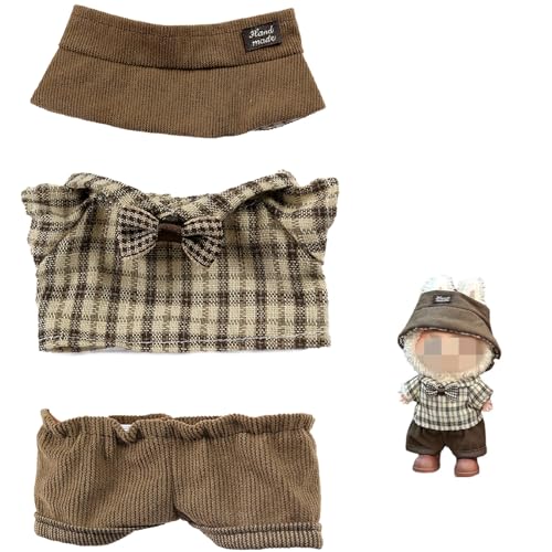 Clothes for LABUBU 17cm Doll (NO Doll),Outfit for LABUBU,Shirt+Pants+Hat Set for LABUBU Dress Up,Accessories for LABUBU - color: Blues