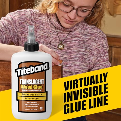 Titebond Translucent Wood Glue, 8 Oz. – Lumber, Particleboard, Leather & Crafts, Fast-Setting – 6123