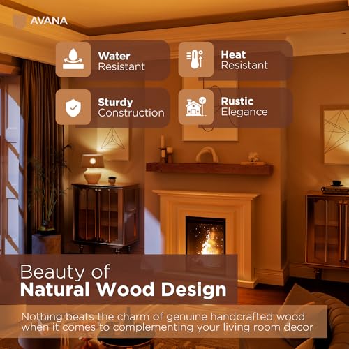 Avana Fireplace Mantle - Natural Wood - Mounted for Over Fireplace - Handcrafted - Rustic Natural, 60 X 8 X 3 - color: Rustic Natural, size: 60 X 8 X 3