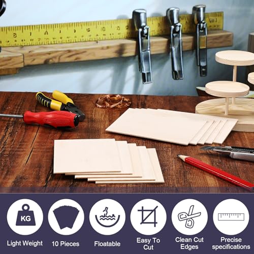 Namalu 10 Pack Unfinished Balsa Wood Sheet DIY, 6 x 4 x 0.08 Inches-2 mm - size: 10 Pack - 6 x 4 x 0.08 Inches-2 mm