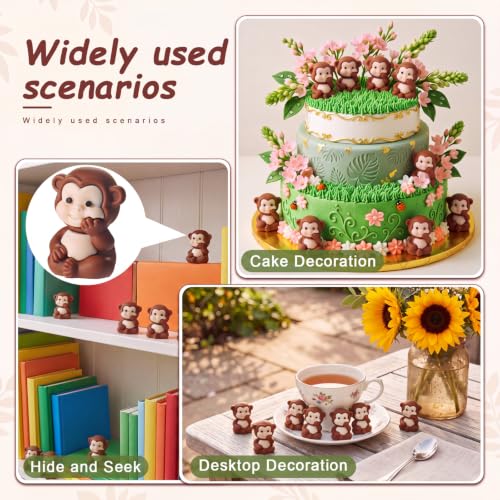 Chunful 25 Pcs Mini Monkey Figurines, Brown Small Monkey Statues Bulk Tiny Jungle Animals Favors for DIY Crafts Summer Cake Topper Micro Landscape Fairy Garden Home Decor - color: Brown