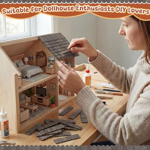 Wenqik 100 Strips Dollhouse Roof Shingles, Taupe - color: Taupe
