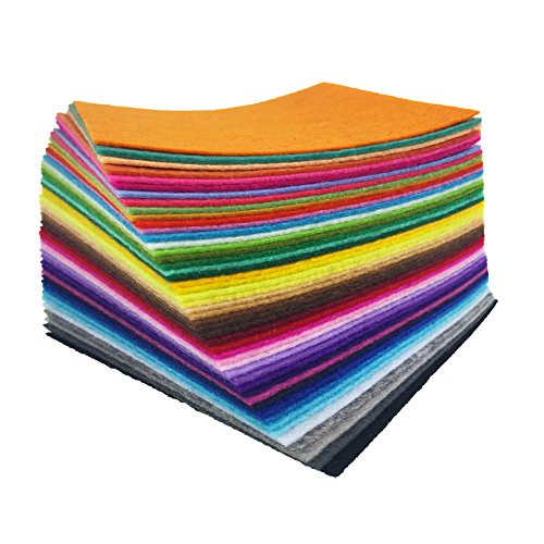 flic-flac 48PCS 6 x 6 inches (15 x 15cm) Assorted Color Felt Fabric Sheets Patchwork Sewing DIY Craft 1mm Thick … (15cm * 15cm, 48pcs) - color: 48pcs, size: 15cm * 15cm