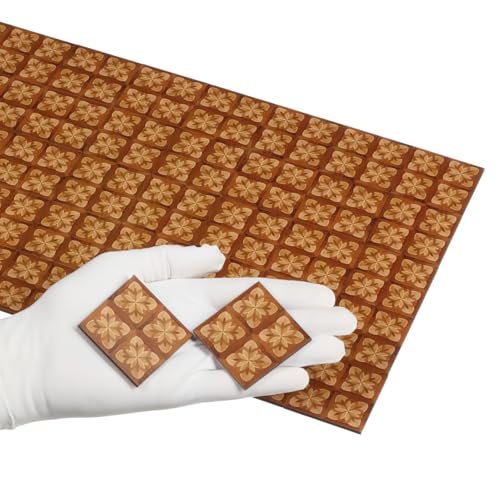 Miniature Dollhouse Flooring, Wood Look Parquet Floor Tiles for 1:12 and 1:6 Scale Dioramas and Roomboxes, REDUCIO! - color: Rich Cognac Brown