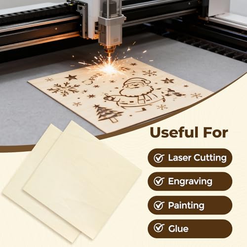12 Pack Basswood Plywood Sheets 12"x12"x1/8", Basswood for Laser Cutting - color: 12 Pack, size: 12"x12"