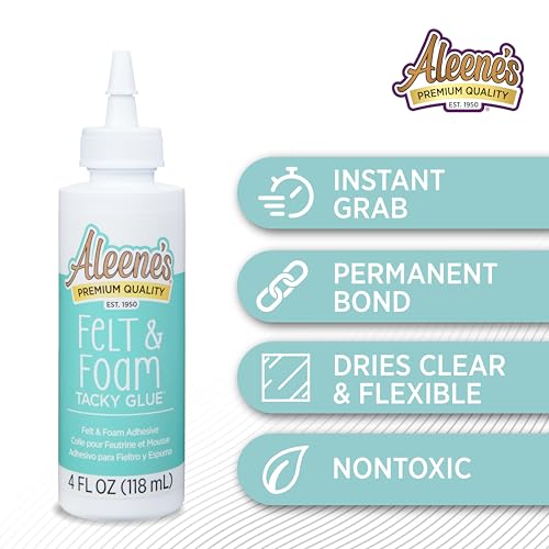 Aleene's Felt & Foam Tacky Glue, Fast-Grab Craft Glue for Felt, Foam, Pom-Poms, Feathers & DIY Crafts, Clear-Drying, 4 fl. oz. - size: 4 fl. Oz.