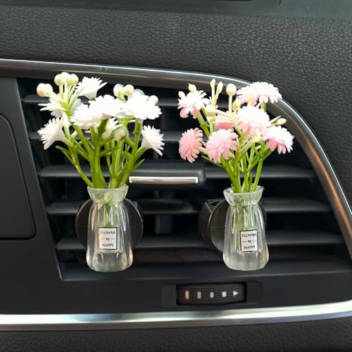 Set of 4 Cute Flower Bouquet Car Air Freshener Vent Clips, Mini Artificial Flowers for Car Air Vent Decoration, Auto Interior Dashboard Ornament Accessories (Gypsophila 01#) - color: Gypsophila 01#