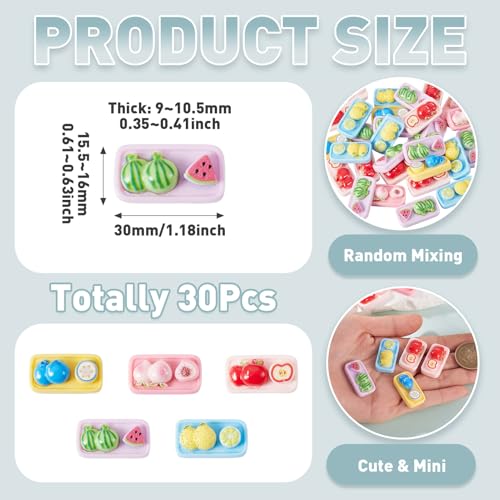 FASHEWELRY 30Pcs Mini Fruit Platter Miniature Dollhouse Accessories Resin Food Kitchen Tableware Models Display Ornaments for Fairy Garden Playhouse Micro Landscape Decoration - color: Fruit Platter