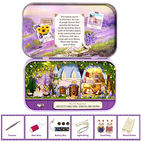 MAGQOO 3D Wooden Dollhouse Miniature DIY Doll House Kit with Furniture,1:100 DIY Box Theater Kit(Pack of 3) - color: Q-010/Q-011/Q-012