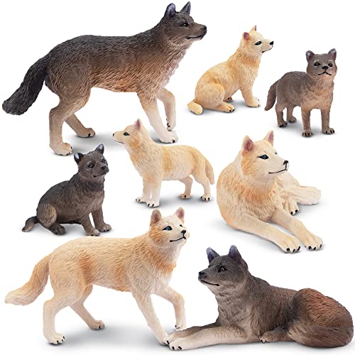 Toymany 8PCS Wolf Figures Forest Animals Toy Figurines - Realistic Jungle Zoo Animal Figurines，Educational Toy Cake Toppers Christmas Birthday Gift for Kids Boys Girls - style: 8PCS Wolf