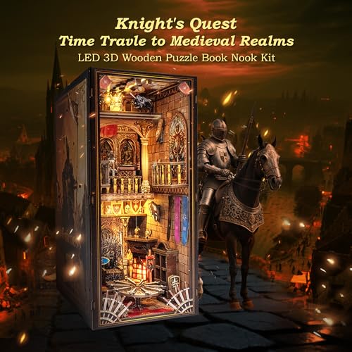 NookMaster Book Nook Kit, 3D Wooden Puzzle for Adults (Medieval Castle) - color: Medieval Castle