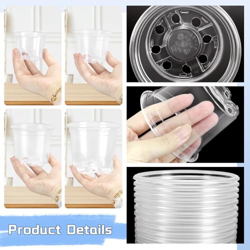 VOKOY 40 Pack 5/4/3/2.75 Inch Clear Nursery Pots with 40 Plant Labels, Clear Plant Pots with Drainage Hole Plastic Transparent Variety Pack Garden Flower Seedling Pot Small Planter Containers - size: 5/4/3/2.75 Inch - 40pcs