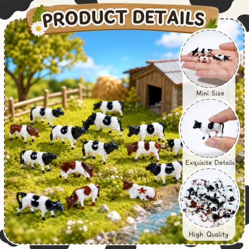 Hiawbon Mini Colorful Cattle Model 1:87 20 Pcs Miniature Cows
