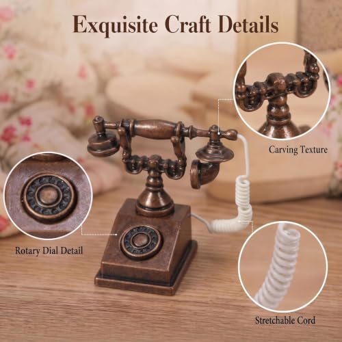 Dollhouse Miniatures 1 12 Scale Vintage Telephone Desk Accessories Decor - color: Coppery