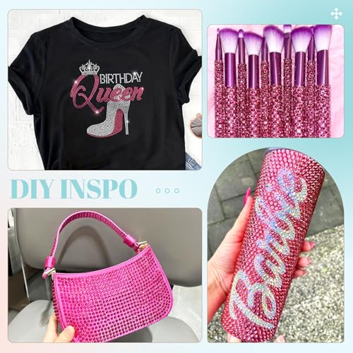 6100Pcs Resin Rhinestones for Crafting with 2Pcs 10ml B7000 Jewelry Glue, 1 Box Flatback Crystals Diamond (Hot Pink) for Bedazzling Crafts DIY Nail Art Non Hotfix Gems for Clothing Shoes - color: Hot Pink, size: 1 Small Pack + 2Pc Glue