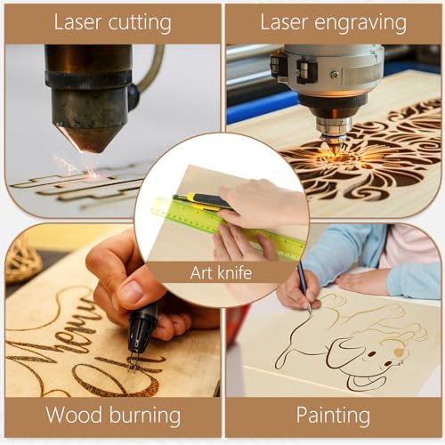 Riakrum Basswood Sheets Plywood Board Unfinished Wood Boards for Crafts for DIY Laser Projects Architectural Mini House Building Hobby Model Making(16 x 16 x 1/16 Inch,36) - size: 16 x 16 x 1/16 Inch