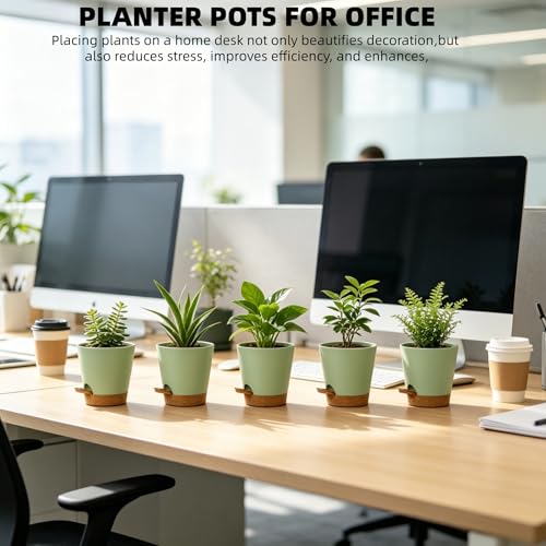 5 Pack 5 Inch African Violet Pots Self Watering, Self-Watering Planters with Drainage Holes & Reservoir, Green Brown Plastic Pots for Indoor Outdoor Plants, Succulents & Flowers - color: Green Brown, size: 5 inch 5 pcs