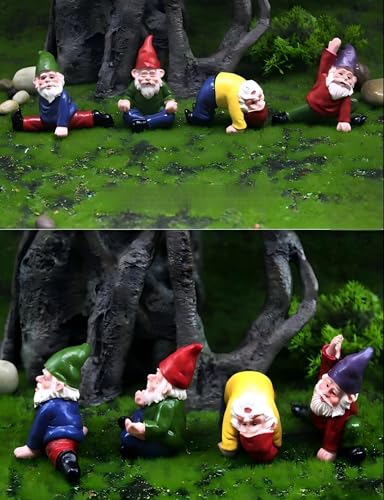 Miniature Garden Gnome Figurines, Yoga Poses, Hand-Painted, Set of 4, 2.2 Inches Tiny Gnomes for Women or Yoga Lovers, Funny Office Desk Decor - style: Yoga Gnomes