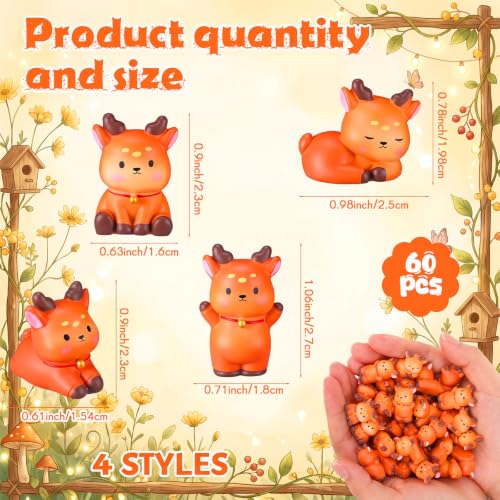 Geelin 60 Pcs Mini Resin Deer Figure Bulk Miniatures Animal Figurine - style: Deer
