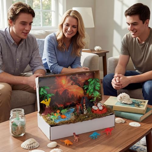 48 Pcs Dinosaur Diorama Kit Habitat Project Box Set - color: Dinosaur