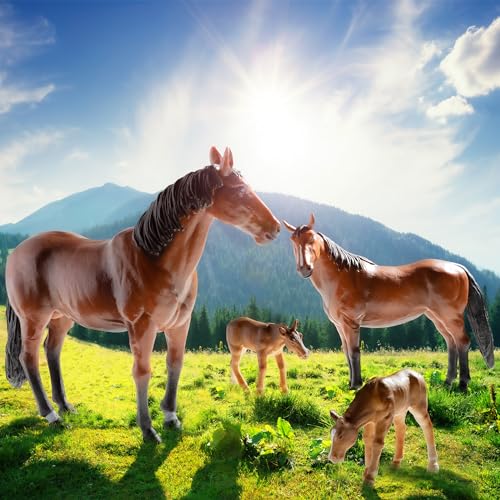 Terra by Battat Horse Toys, Quarter Horse Family, 4 Animal Figures, Animals - style: Horse Family