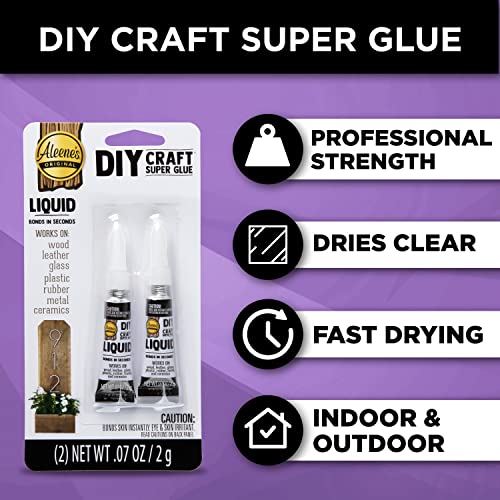 Aleene's DIY Craft Glue Liquid, Industrial Strength Glue, Super Strong Adhesive, Clear, .07 oz 2 Pack