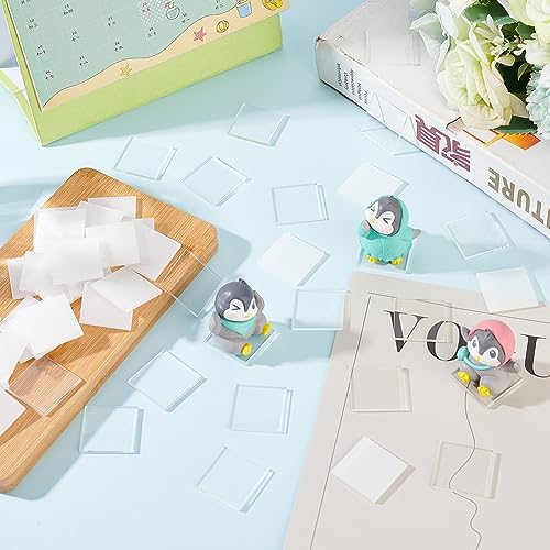 FINGERINSPIRE 50 Pcs Clear Miniature Bases 1x1inch Square Acrylic Action Figure Display Bases 2mm Thick Miniature Bases Blank Acrylic Mini Square Base for Miniatures Wargaming Boardgaming Collectible - color: 50 Pcs - Square