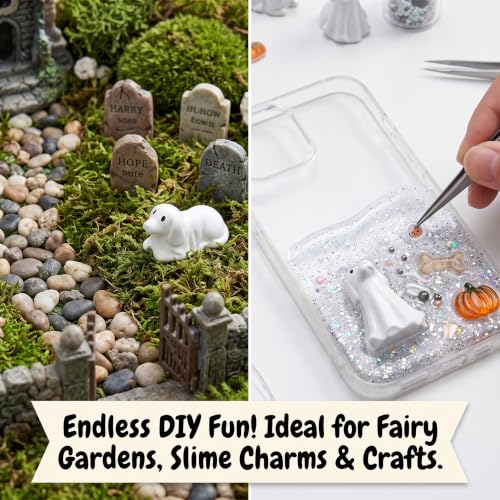 FESTGLOX 50 Pack Mini Ghost Dog Figurines for Cute Spooky Halloween Decor - color: White Dogs-50pcs