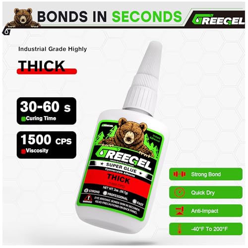Liquid Thick Super Glue 4 Oz + 3g Gel Glue for Large Gaps, Clear CA - color: Thick Viscosity, size: 4 oz