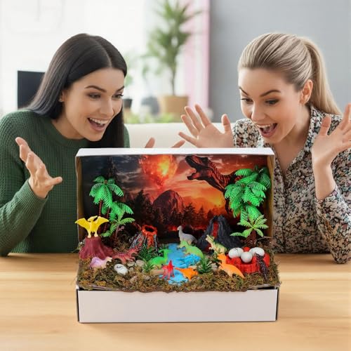 48 Pcs Dinosaur Diorama Kit Habitat Project Box Set - color: Dinosaur