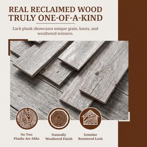BARNWOODUSA Real Reclaimed Wood Planks, 6 inch Nail-Up Wood Wall Planks