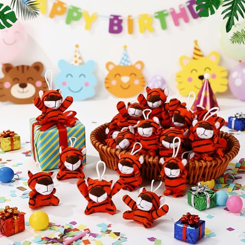 Zhanmai 100 Pcs Mini Tiger Plush Keychain Toys Bulk Set - style: Tiger