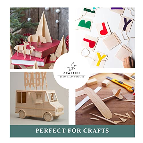 Balsa Wood Sheets 1/8" Inch Thick 12" x 4" Unfinished Wooden Board by Craftiff (5 Pack)