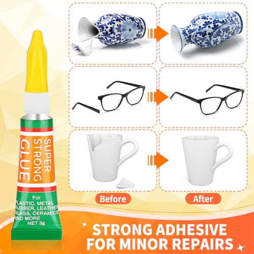 3g X 12 Pack Super Glue Strong Adhesive, Cyanoacrylate Adhesive Instant Drying Glue for Plastic, Wood, Metal, Crafts, Home Kitchen Utensil Repair Permanent - style: 12 X 3G，New