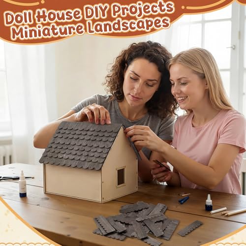 Wenqik 100 Strips Dollhouse Roof Shingles, Taupe - color: Taupe