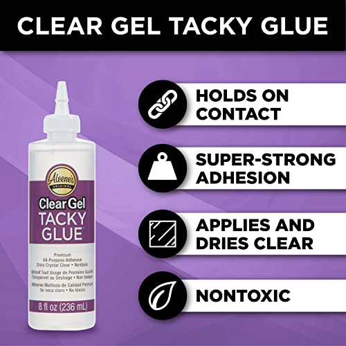 Aleene's Clear Gel Tacky Glue for Crafts, Nontoxic, Applies and Dries Clear, 8 fl oz (Pack of 2) - size: 8 fl oz (Pack of 2)