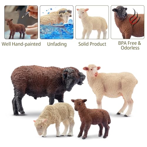Toymany 8PCS Merino Sheep Figurines Realistic Farm Animal Sheep Toys- Plastic Sheep Figures Birthday Christmas Toy Gift for Kids Toddlers - style: 8PCS Sheep
