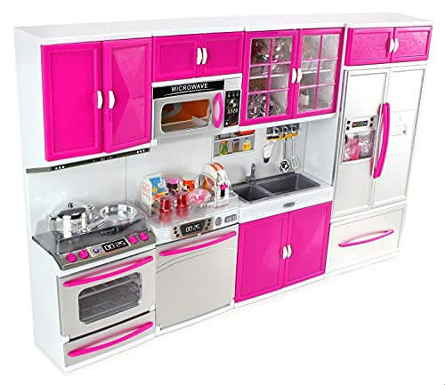 AZ Trading & Import Psk54 My Modern Kitchen Full Deluxe Kit Battery Operated Kitchen Playset: Refrigerator, Stove, Microwave, Mix