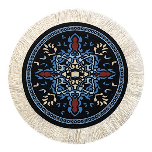Set of 4 Round Dollhouse Rugs – Miniature Carpet Accessories for Doll Houses, 5 Inch Diameter Floor Décor, Oriental Style