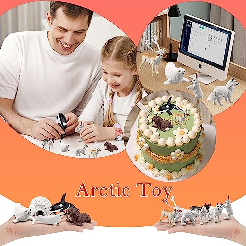10 PCS Arctic Animals Figures, Polar Animals Figurines for Diorama School Project, Arctic Tundra Animal Toys Set with Polar Bear Deer Arcitc Fox Wolf - style: 10PCS