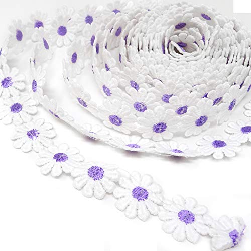 Honbay 5 Yards Decorating Lace Embroidered Trim Ribbons for Sewing or Craft Decoration (Daisy Purple) - color: Daisy Purple