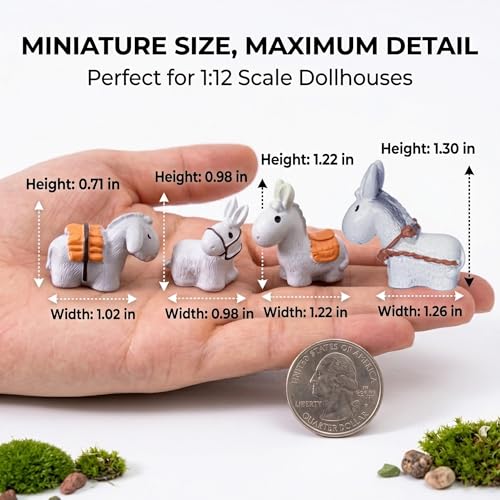 20pcs Miniature Resin Donkeys, Mini Farm Animals Figurines for Fairy Garden Accessories, Tiny Plastic Animals to Hide for Cake Toppers Decor, DIY Crafts,Terrarium Micro Landscape Ornaments